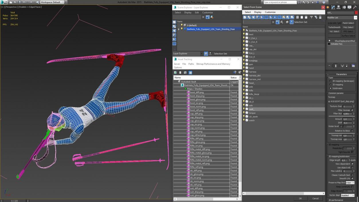 Biathlete Fully Equipped USA Team Shooting Pose 3D