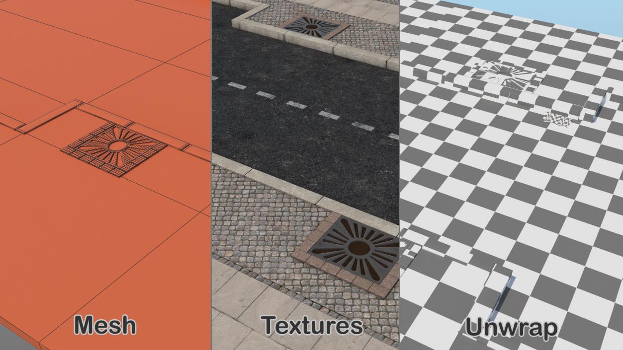 3D Street Fragment Asphalt model