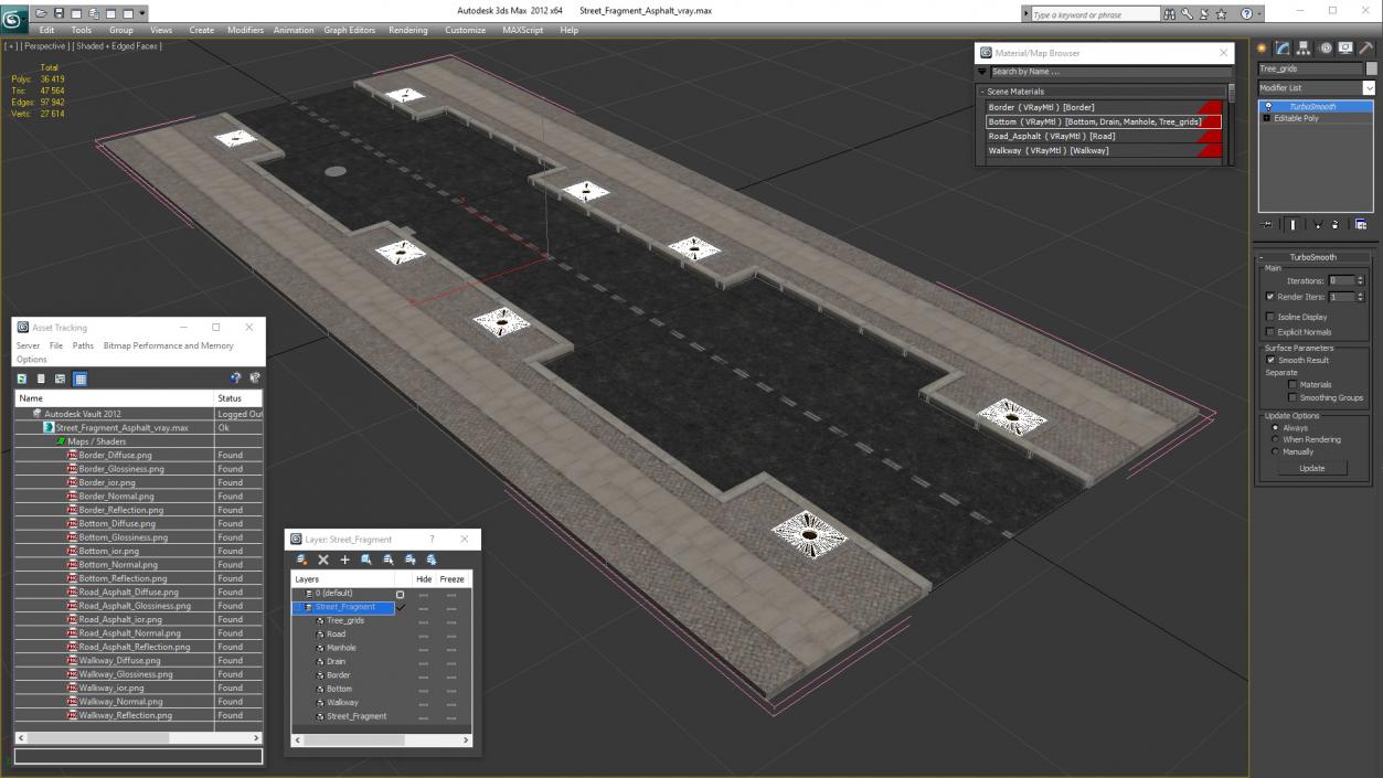 3D Street Fragment Asphalt model