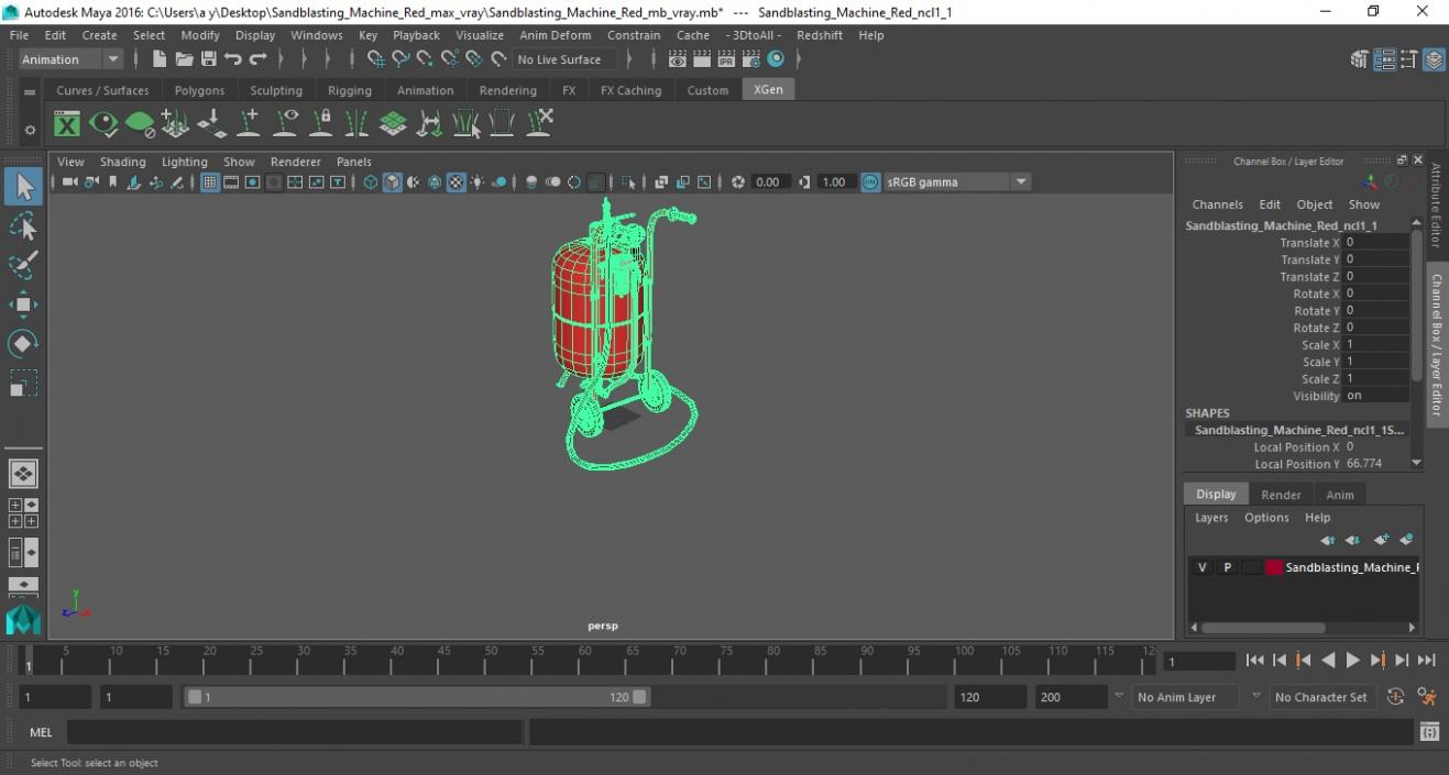 Sandblasting Machine Red 3D model