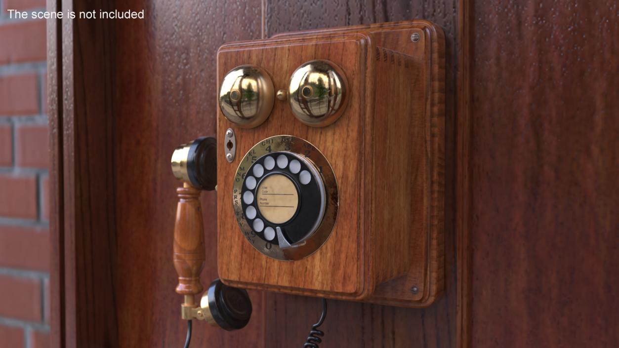 Antique Wall Mounted Rotary Telephone 3D