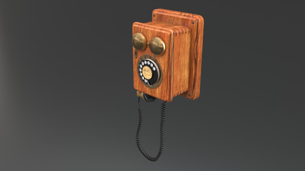 Antique Wall Mounted Rotary Telephone 3D