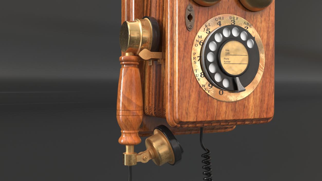 Antique Wall Mounted Rotary Telephone 3D