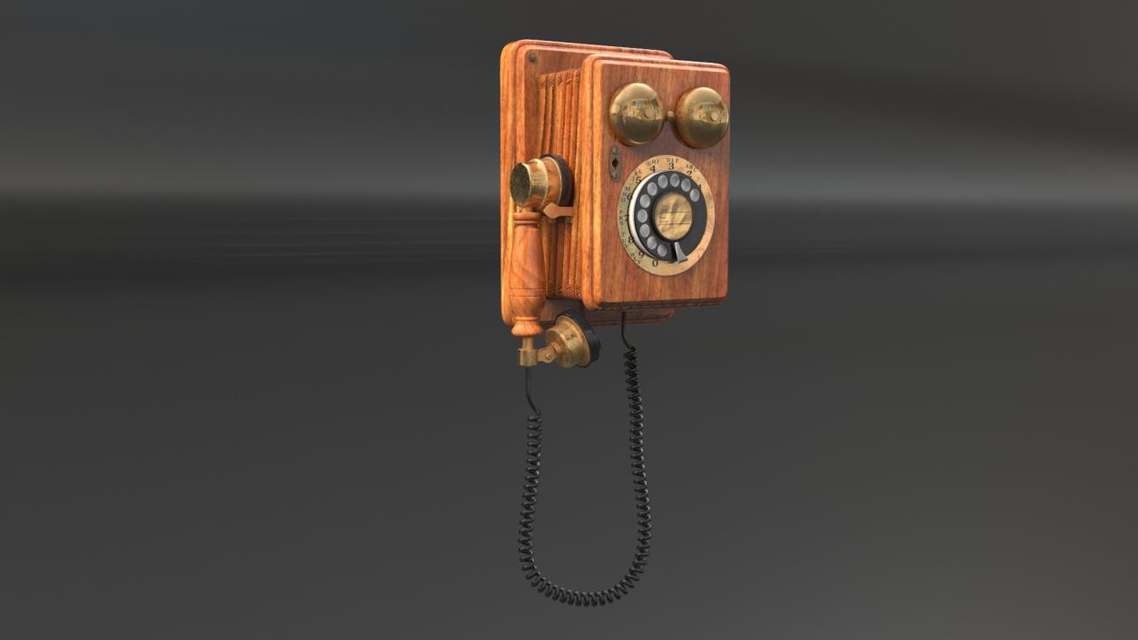 Antique Wall Mounted Rotary Telephone 3D