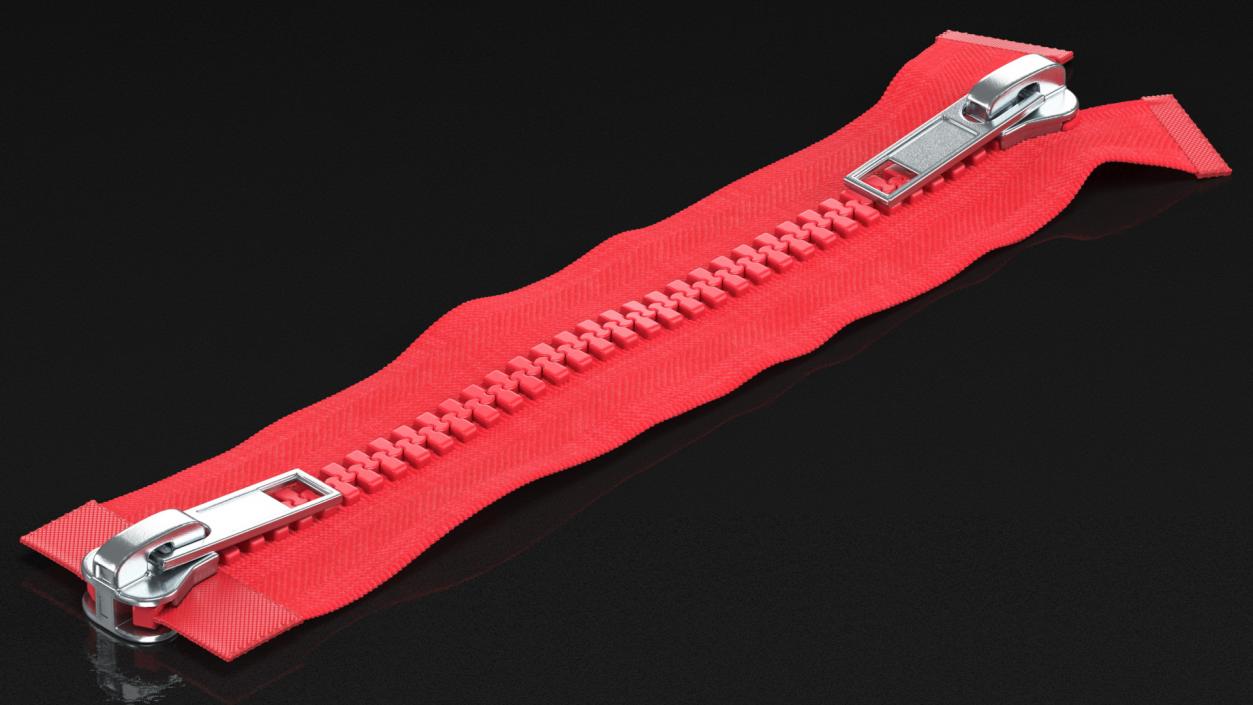 3D model Two Way Zipper Closed Red