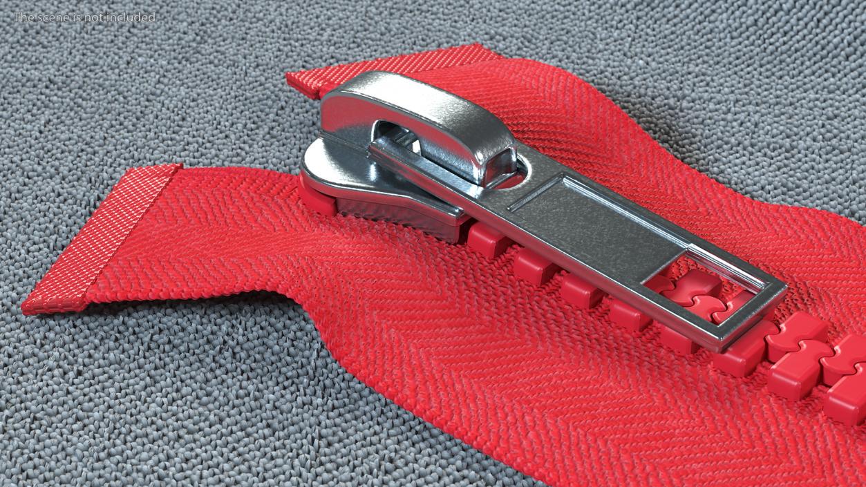 3D model Two Way Zipper Closed Red