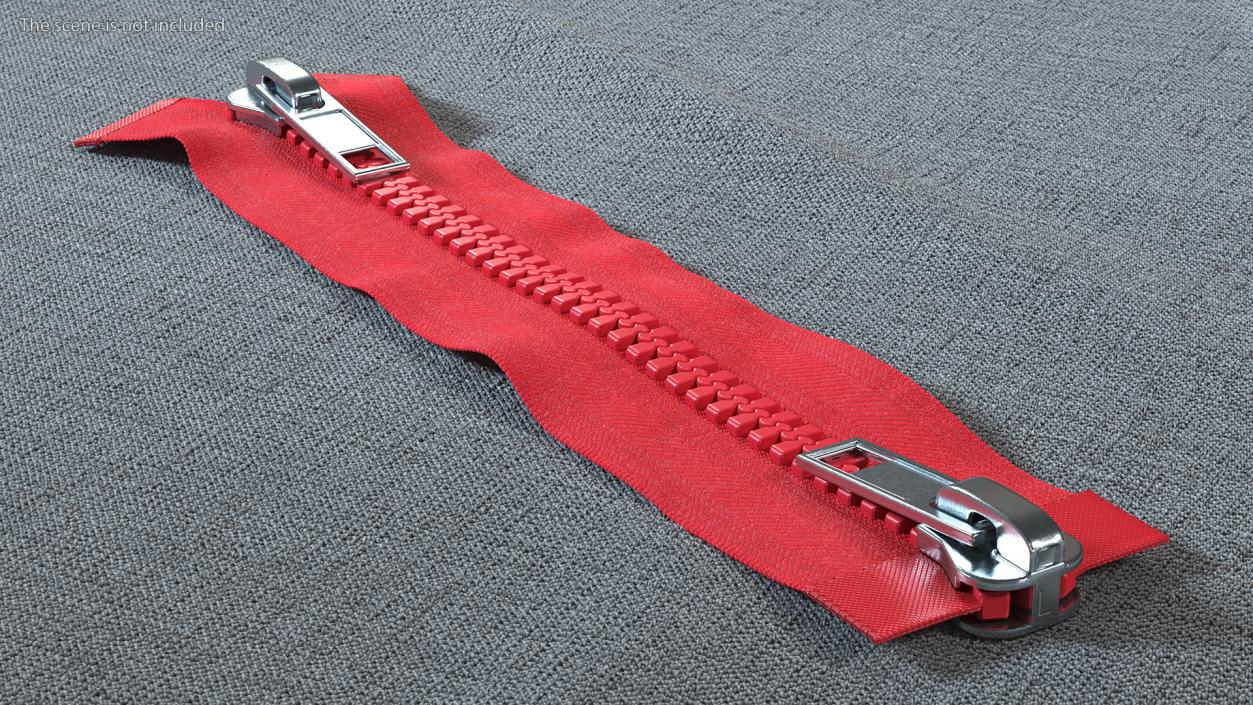 3D model Two Way Zipper Closed Red