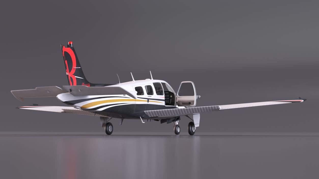 3D Beechcraft Bonanza Plane Rigged