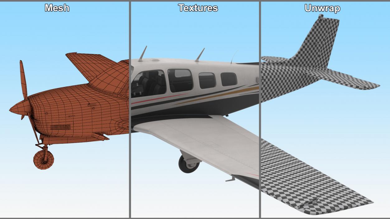 3D Beechcraft Bonanza Plane Rigged