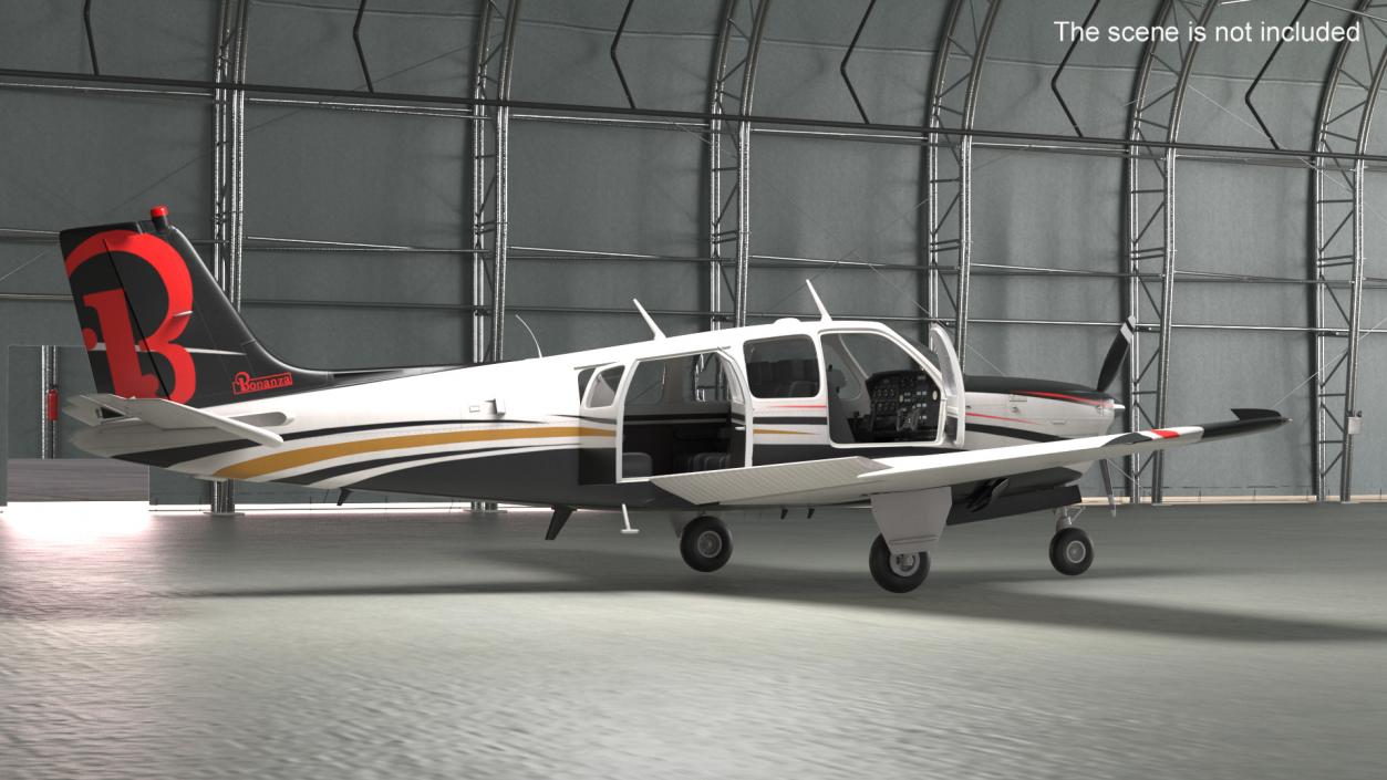 3D Beechcraft Bonanza Plane Rigged