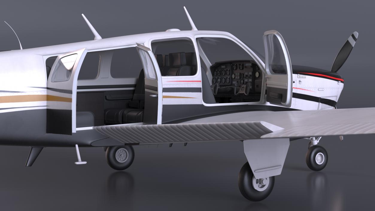 3D Beechcraft Bonanza Plane Rigged