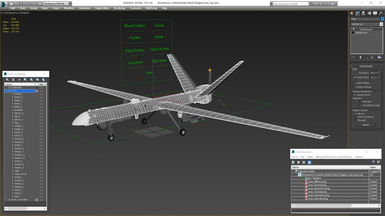 Unmanned Combat Aerial Vehicle Rigged 2 3D model