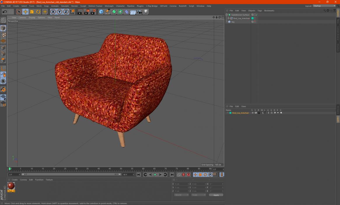 3D Red Loa Armchair