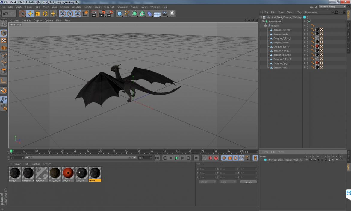 Mythical Black Dragon Walking 3D model