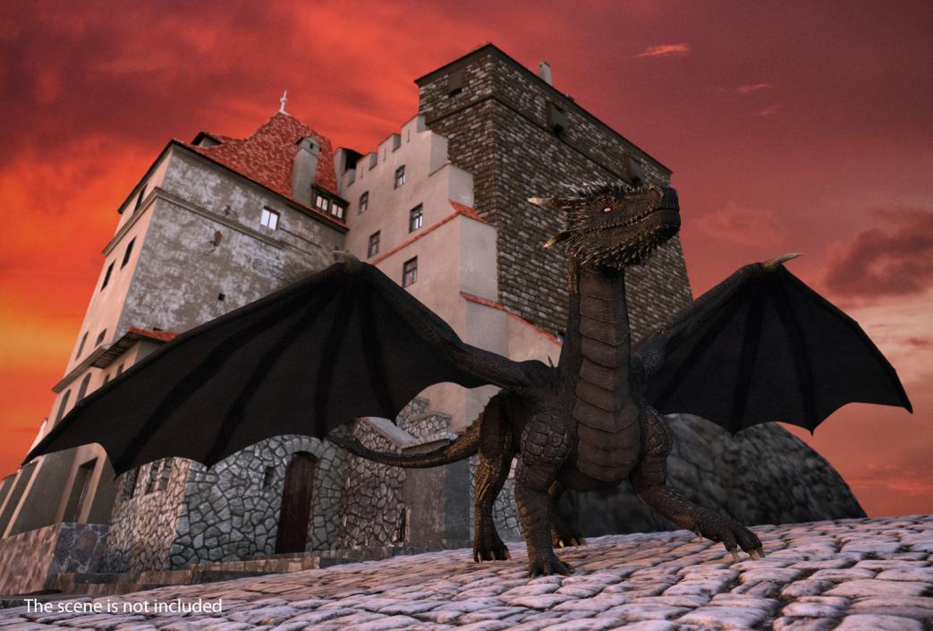 Mythical Black Dragon Walking 3D model