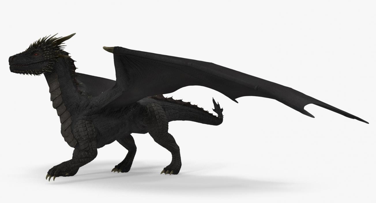 Mythical Black Dragon Walking 3D model