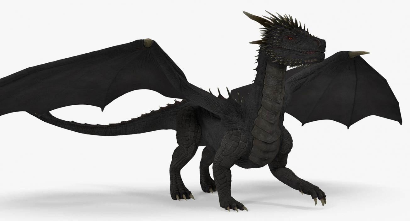 Mythical Black Dragon Walking 3D model