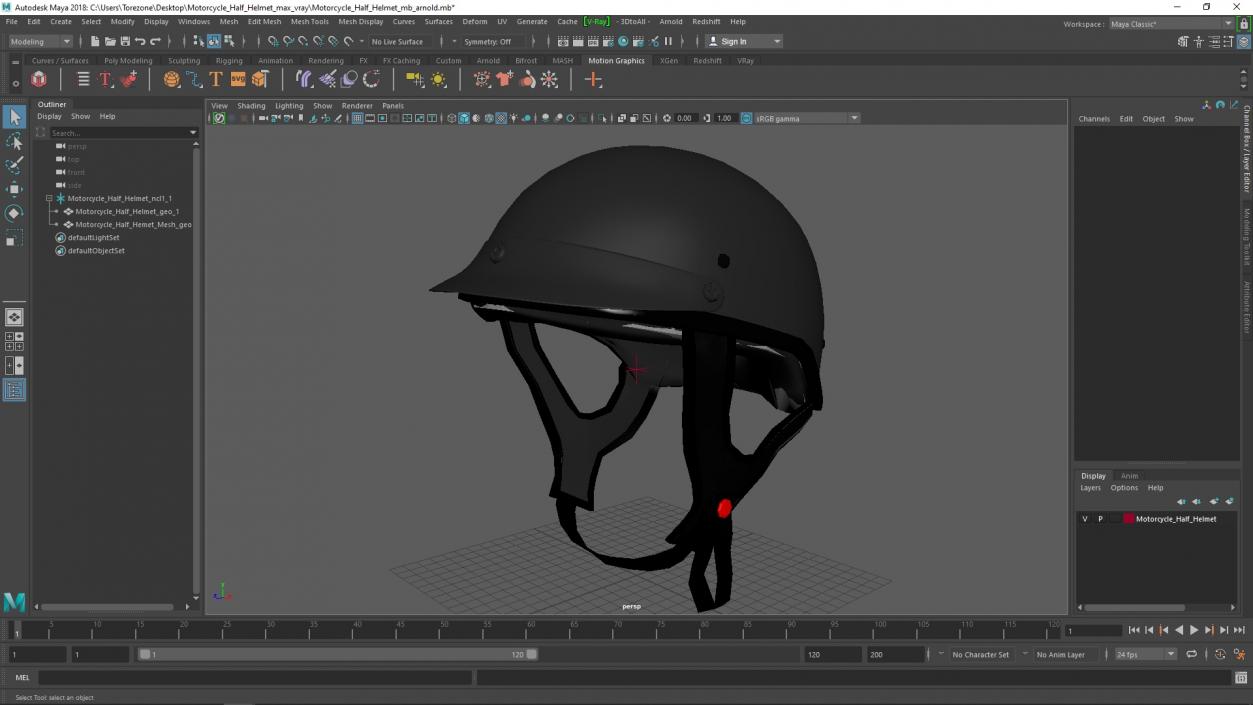 Motorcycle Half Helmet 3D