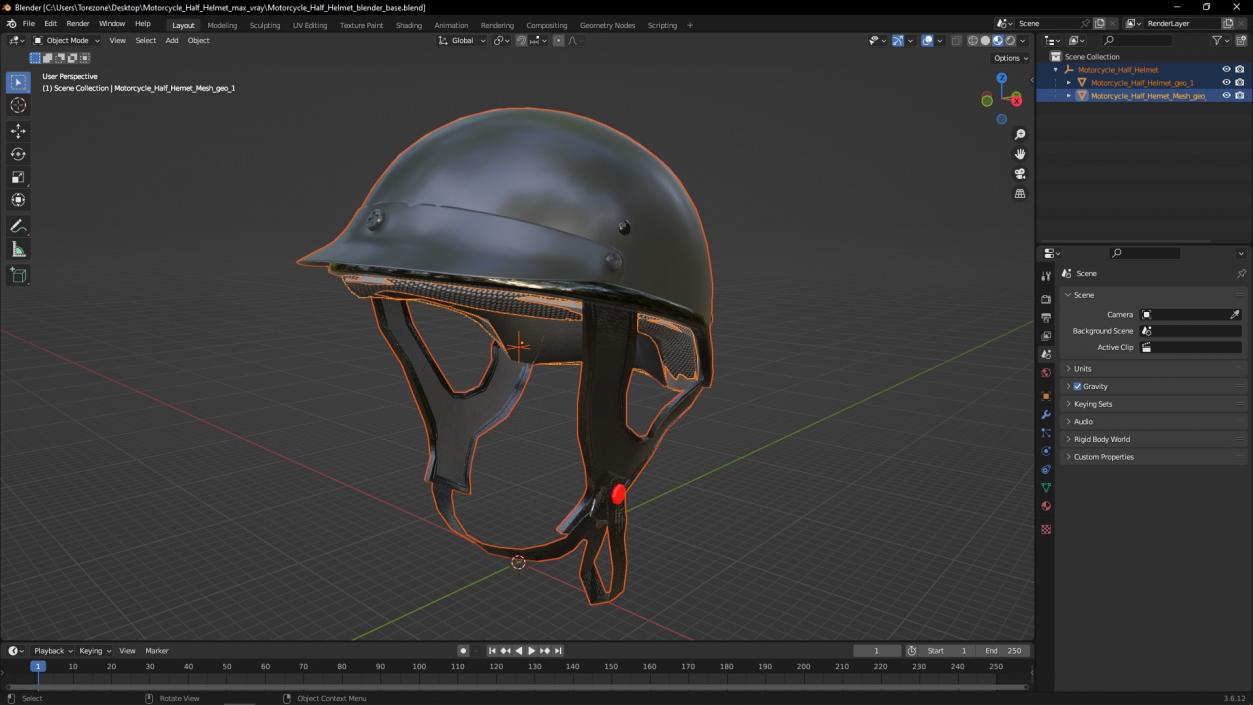 Motorcycle Half Helmet 3D