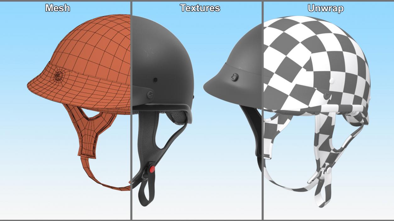 Motorcycle Half Helmet 3D