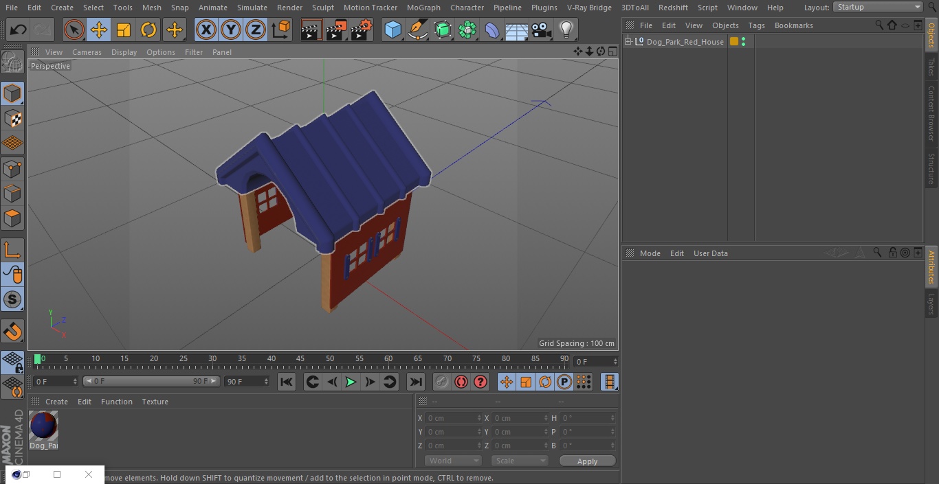 3D Dog Park Red House model