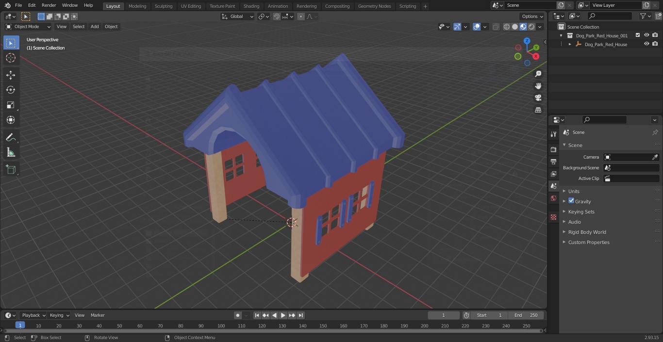 3D Dog Park Red House model