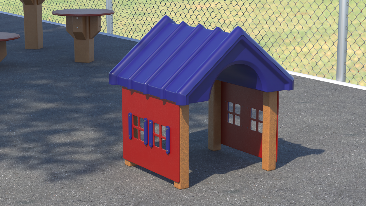 3D Dog Park Red House model