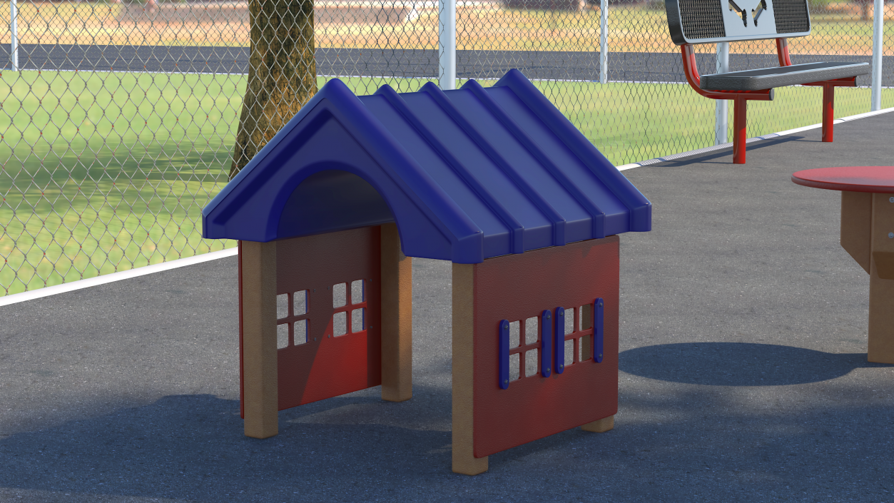 3D Dog Park Red House model