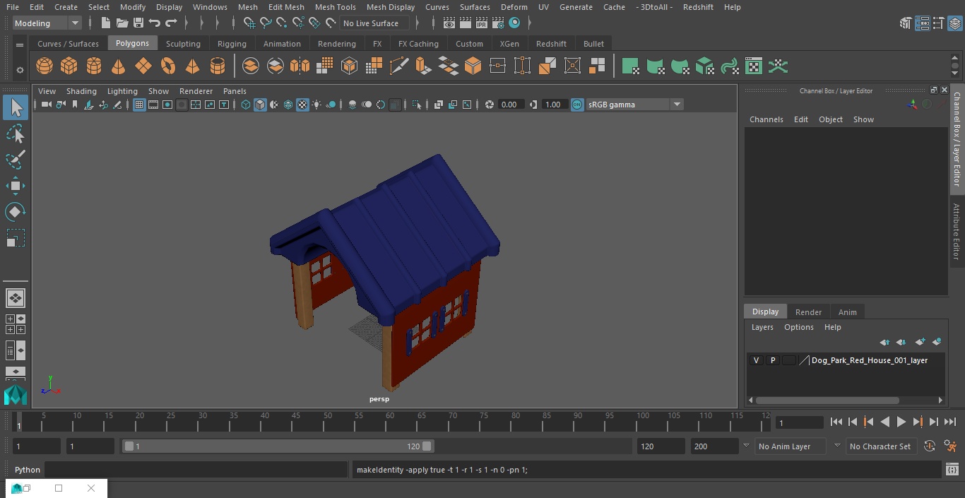 3D Dog Park Red House model