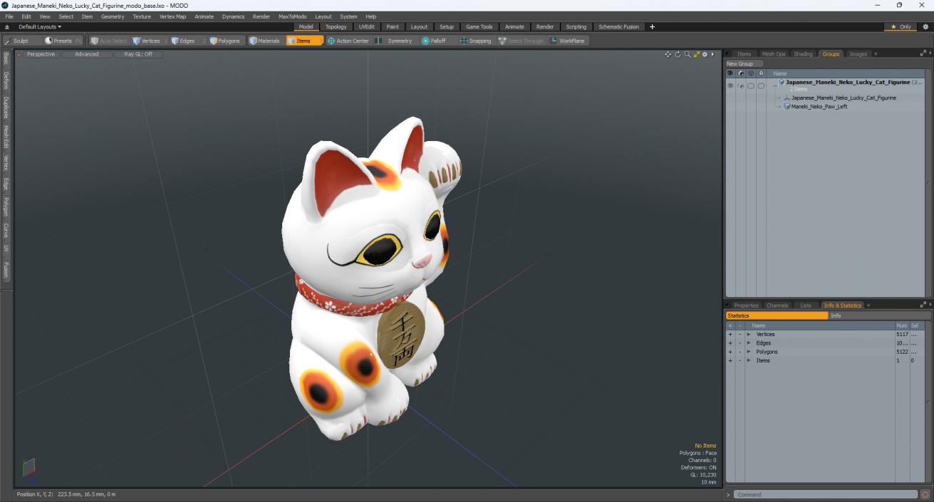 Japanese Maneki Neko Lucky Cat Figurine 3D model