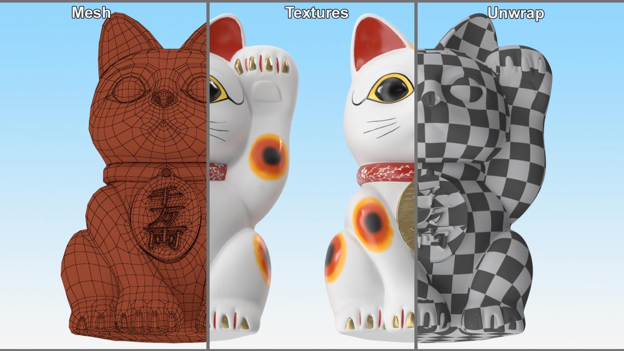 Japanese Maneki Neko Lucky Cat Figurine 3D model