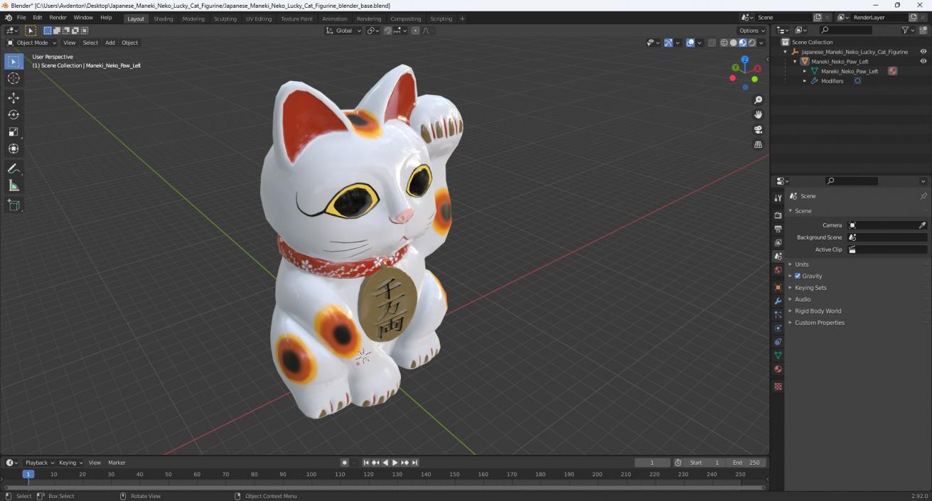 Japanese Maneki Neko Lucky Cat Figurine 3D model