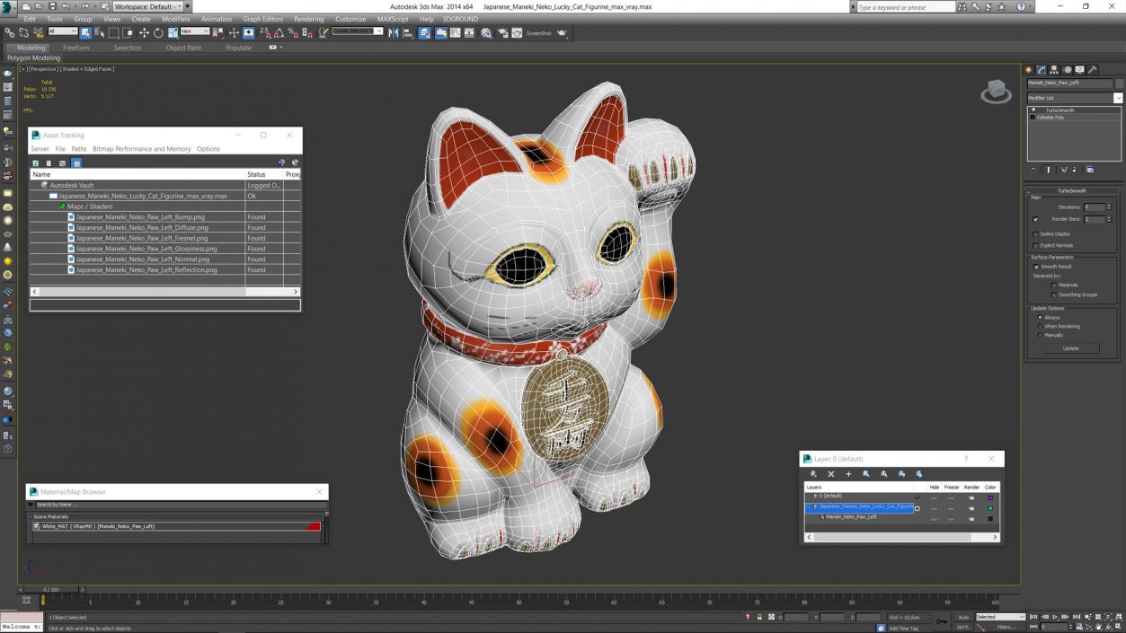 Japanese Maneki Neko Lucky Cat Figurine 3D model