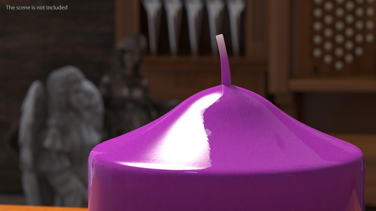 3D Wide Altar Pillar Candle Purple