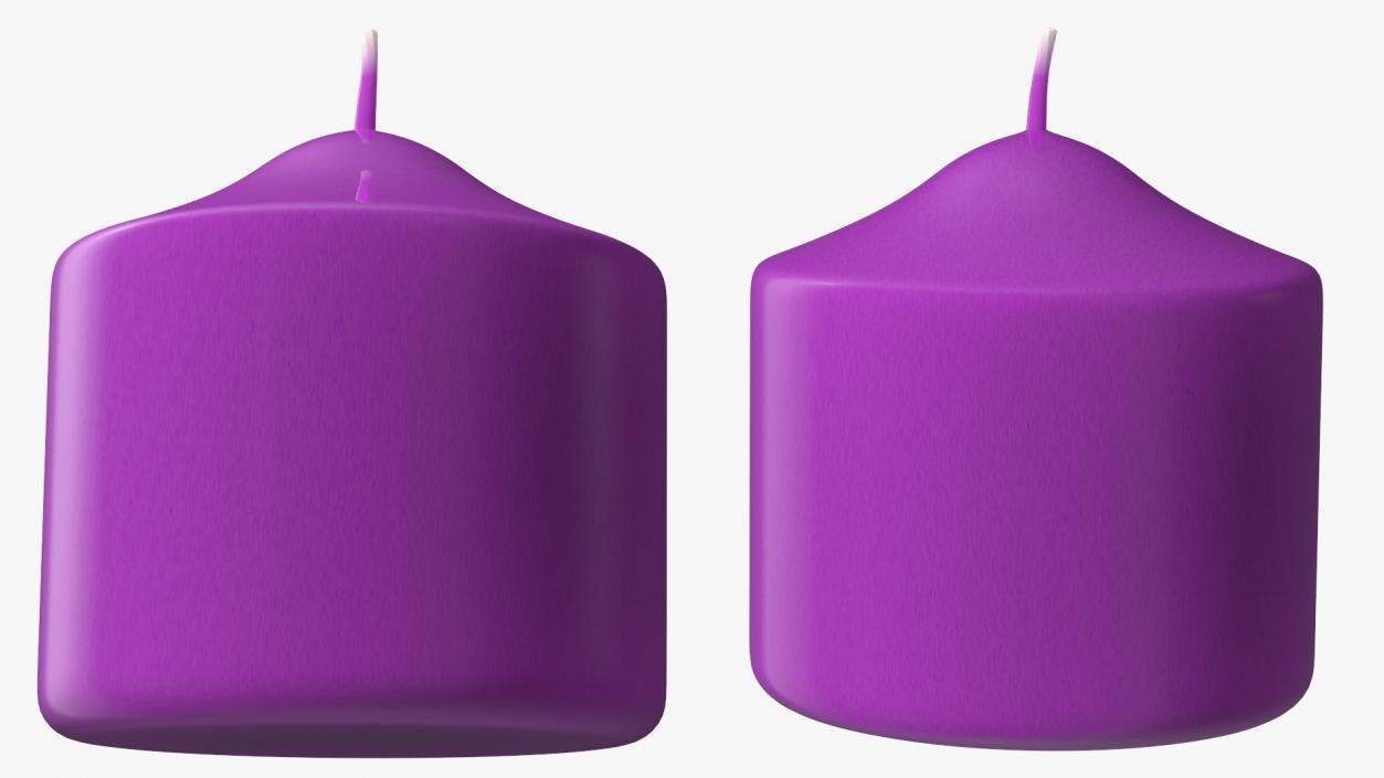 3D Wide Altar Pillar Candle Purple