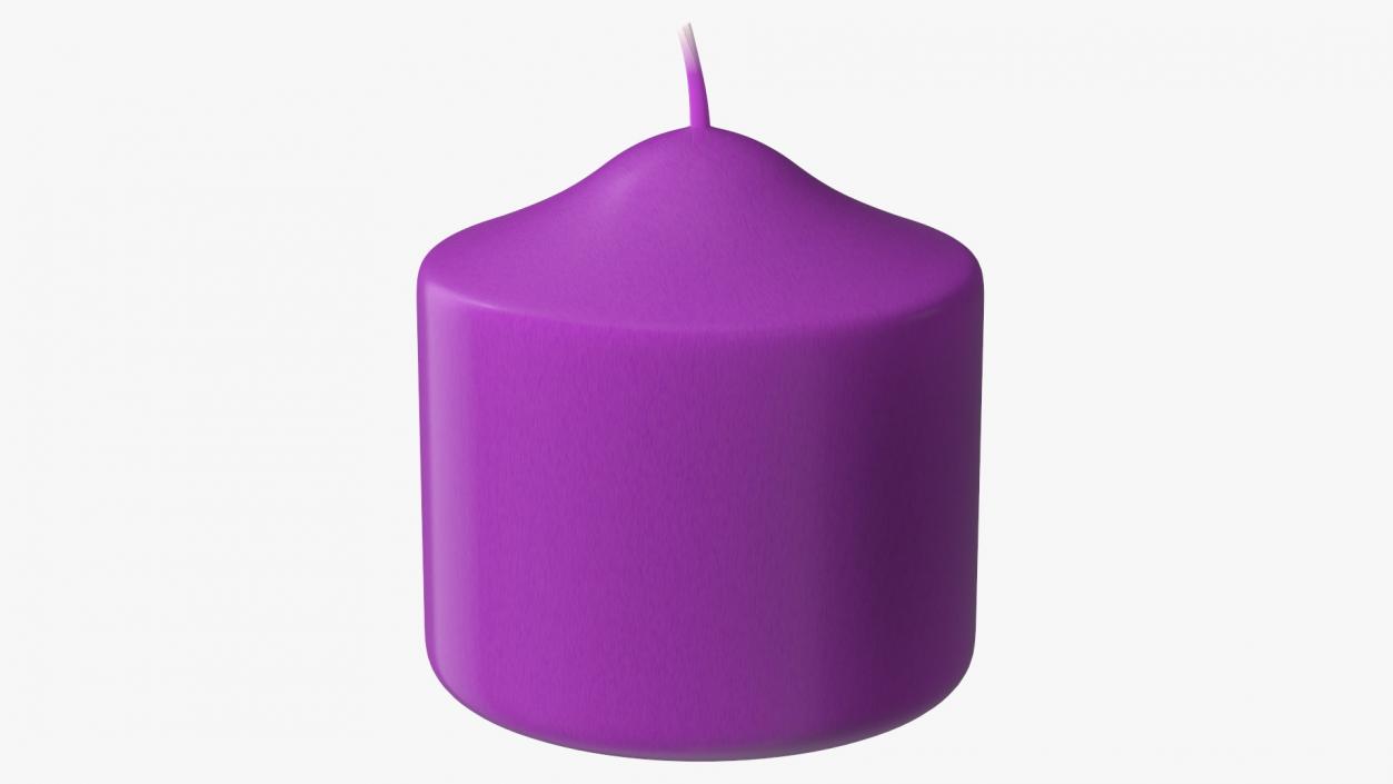 3D Wide Altar Pillar Candle Purple