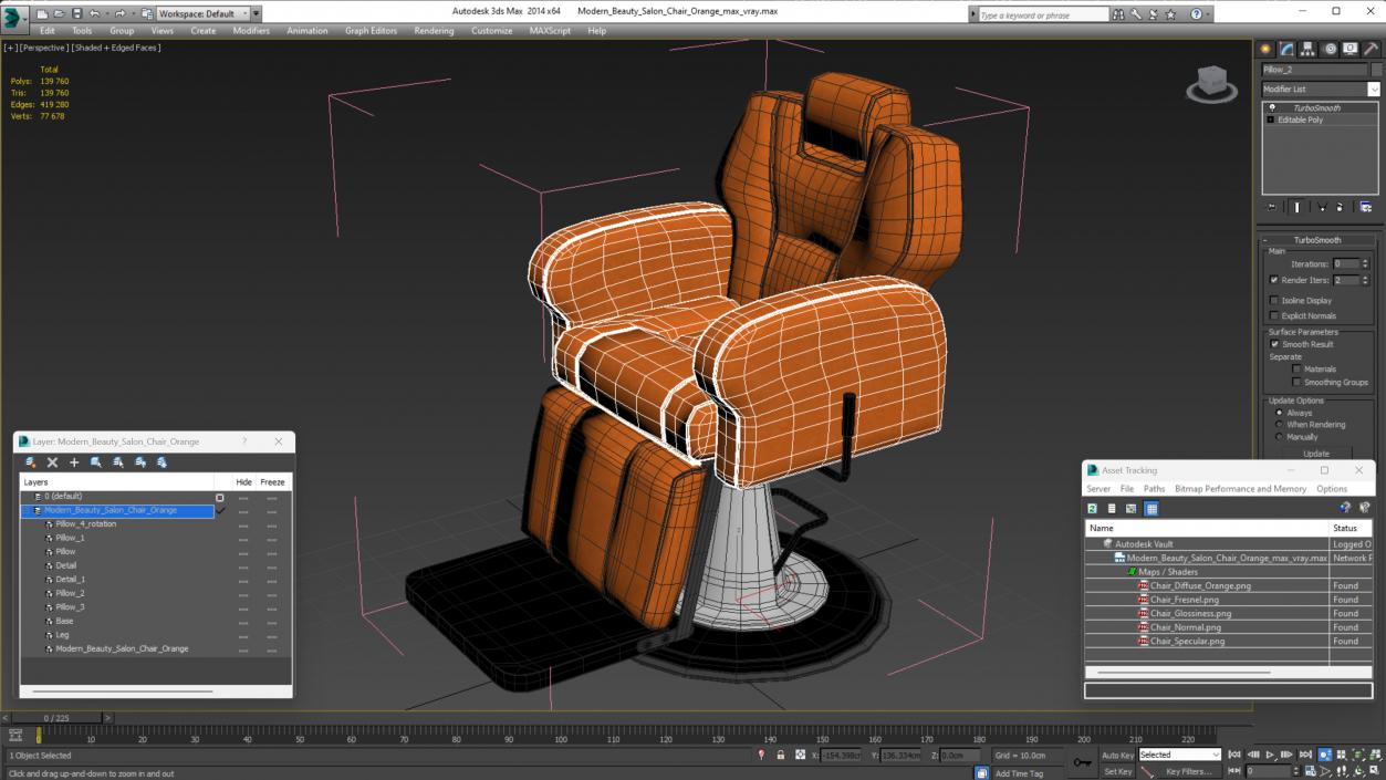 Modern Beauty Salon Chair Orange 3D