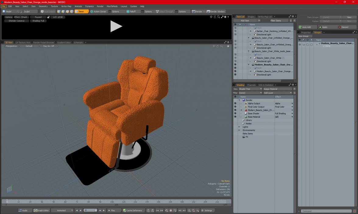 Modern Beauty Salon Chair Orange 3D