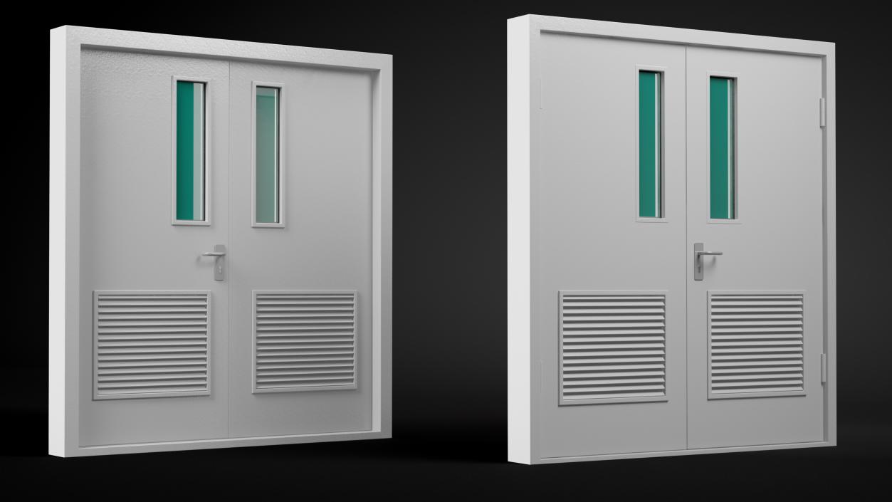 Double Fire Doors Grey 3D