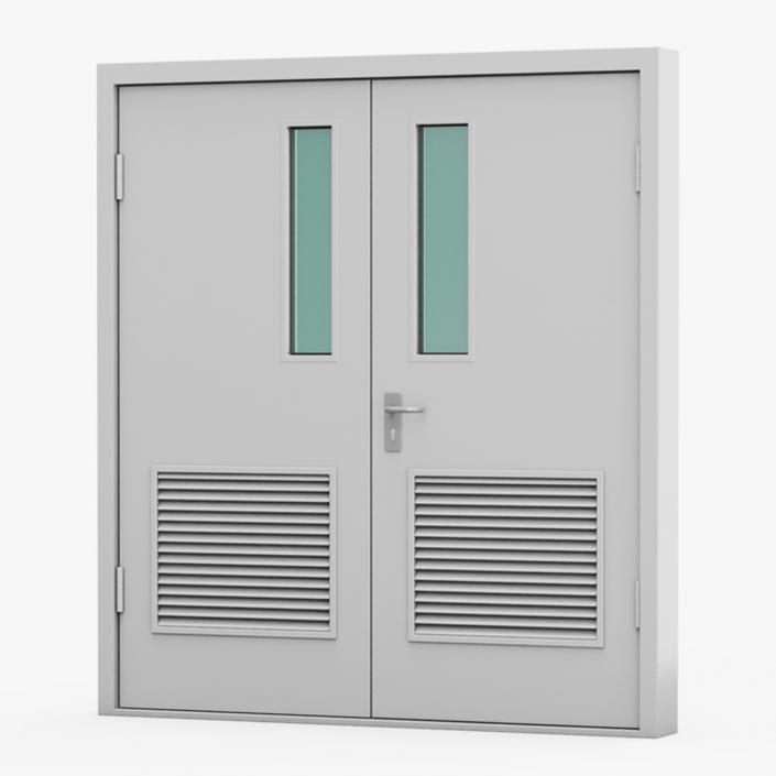 Double Fire Doors Grey 3D