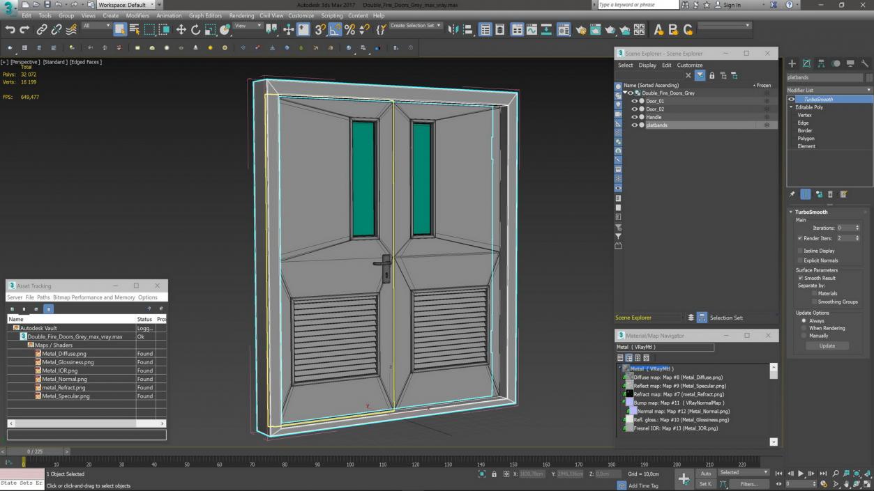 Double Fire Doors Grey 3D