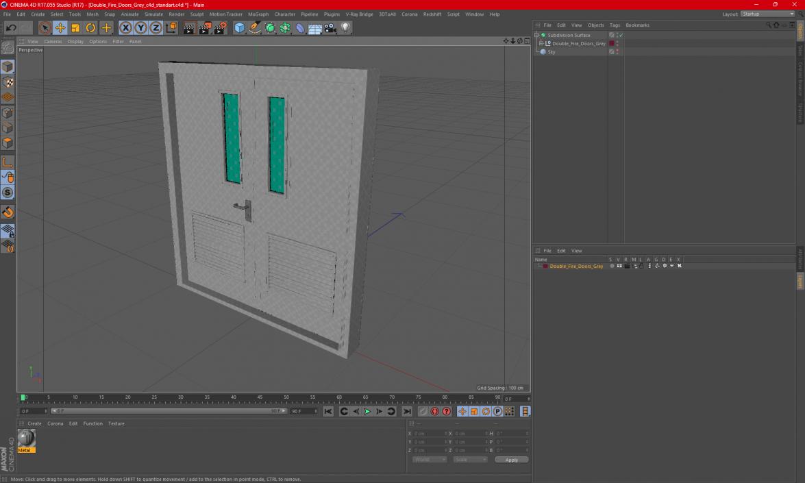 Double Fire Doors Grey 3D