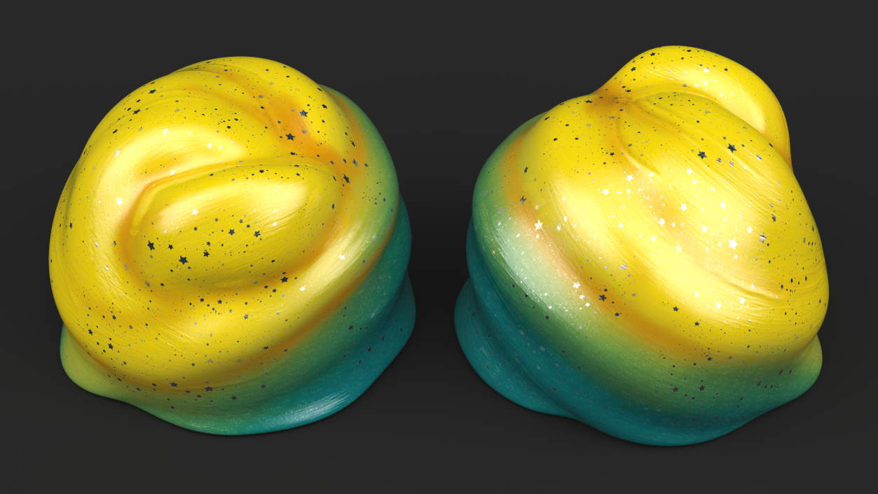 Yellow Blue Toy Slimes 3D