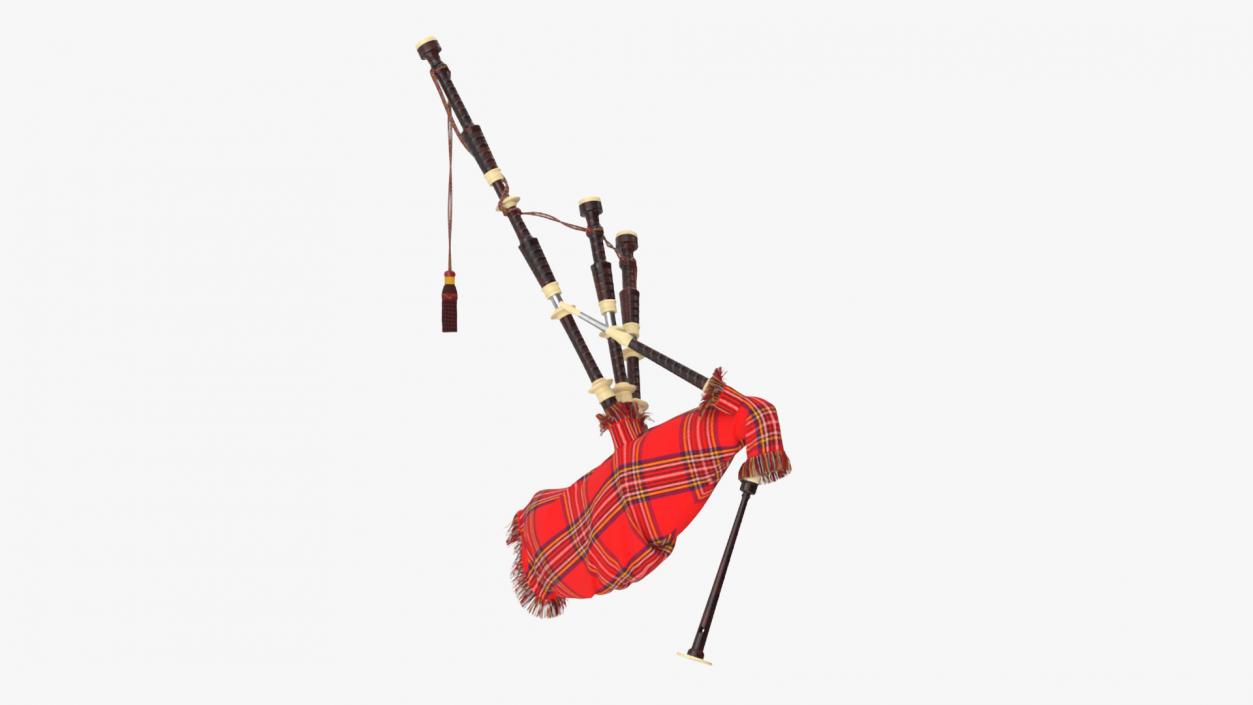 3D Mannequin with Scottish Red Bagpipes 2 model