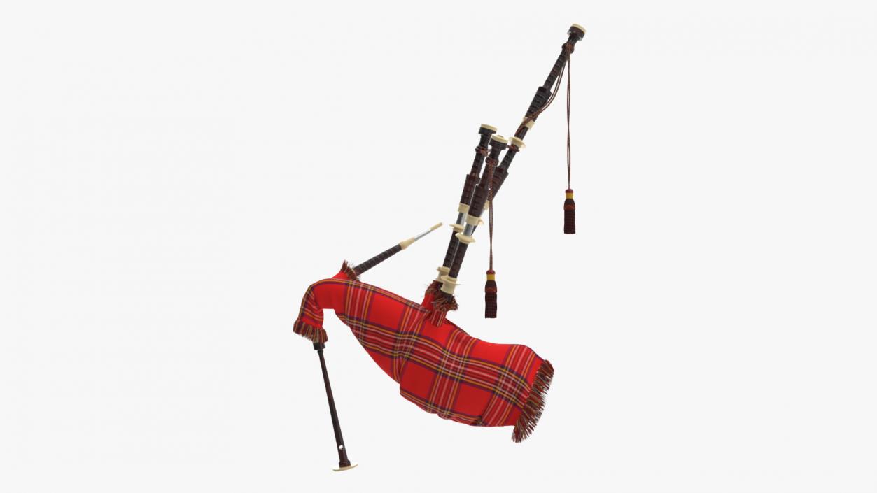 3D Mannequin with Scottish Red Bagpipes 2 model