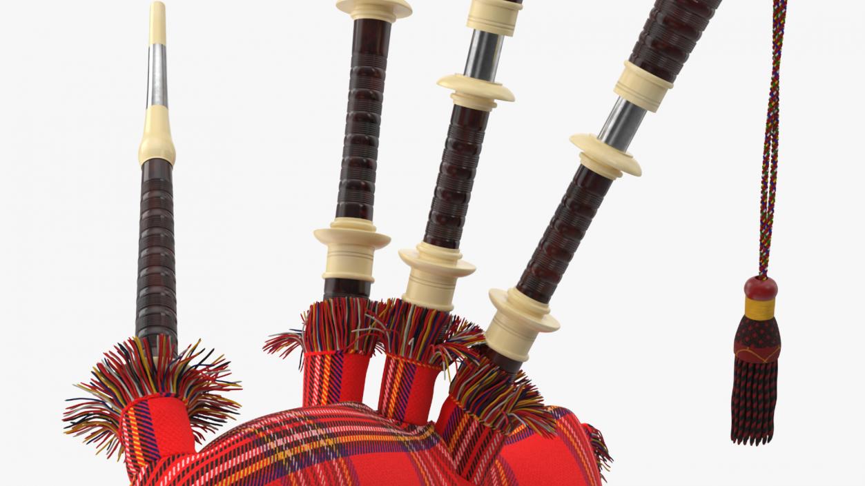 3D Mannequin with Scottish Red Bagpipes 2 model