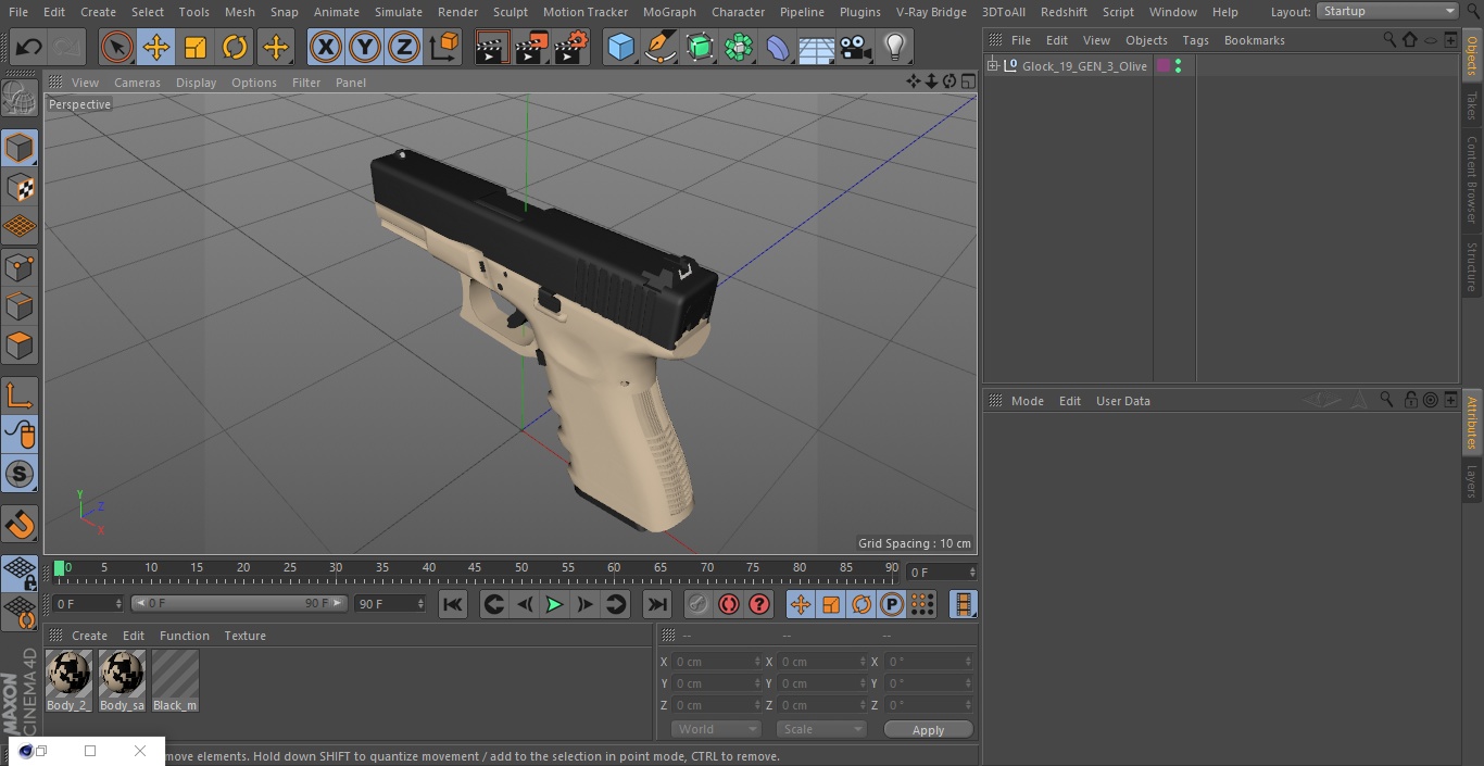 3D model Glock 19 GEN 3 Olive