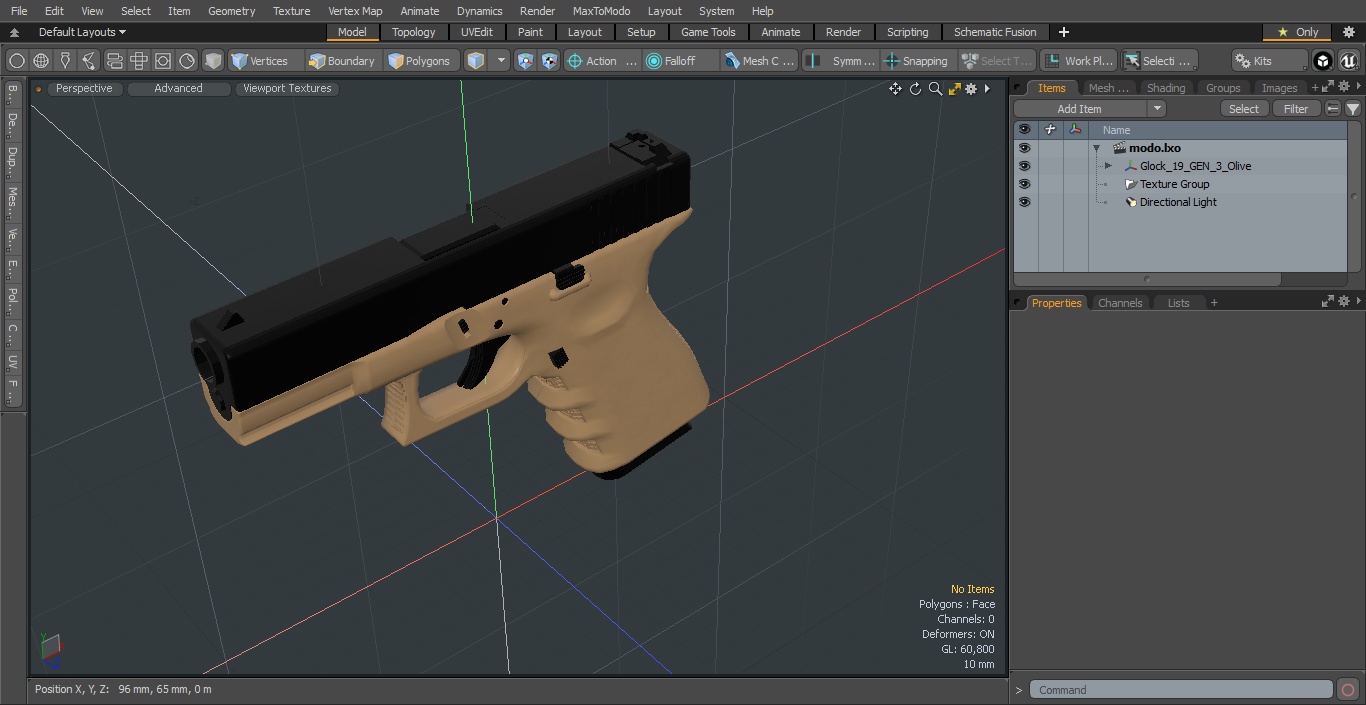 3D model Glock 19 GEN 3 Olive