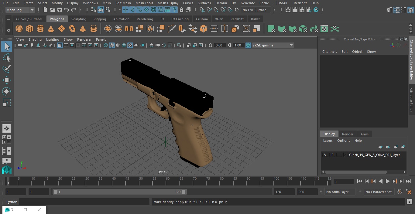 3D model Glock 19 GEN 3 Olive