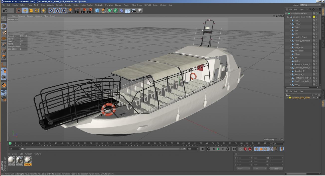 3D model Excursion Boat White